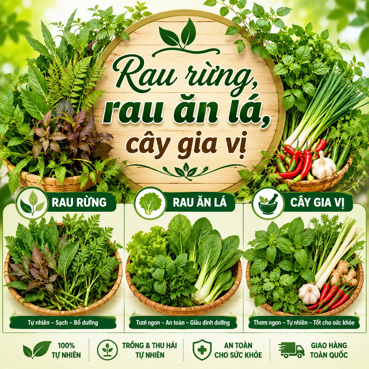 Rau rừng, rau ăn lá, cây gia vị